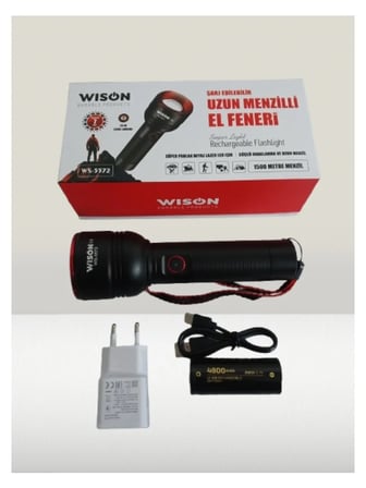 WISON WS-5572 20W Uzun Menzilli Şarjlı Metal El Feneri (2)