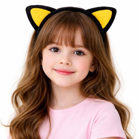 Peluş Kedi Kulak Taç Sarı Siyah – Çocuk Parti &amp;amp;amp; Kostüm Tacı (2)
