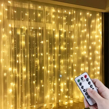 Uzaktan Kumandalı LED Perdeye Takılabilen Kancalı Işık Usb 3x3 Metre Peri Perde LED (2)