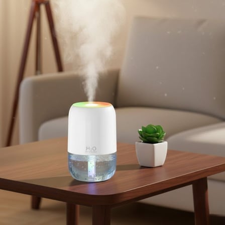 H2O Model Şeffaf Hazneli Hava Nemlendirici-Ultrasonik Soğuk Buhar Makinesi, LED Işıklı Masaüstü Oda 
