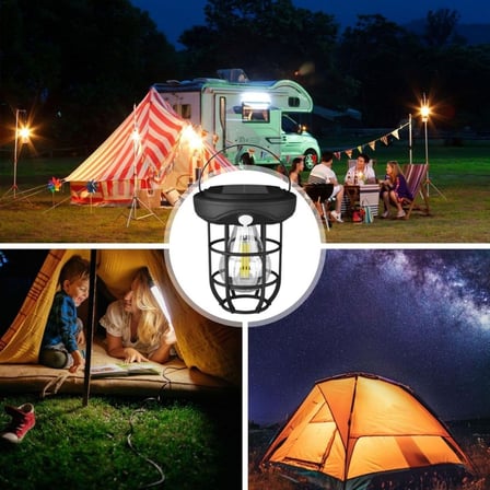 Solar Kamp Feneri – Güneş Enerjili, Otomatik Şarj ve Gece Işığı, Taşınabilir ve Asılabilir LED Dış M