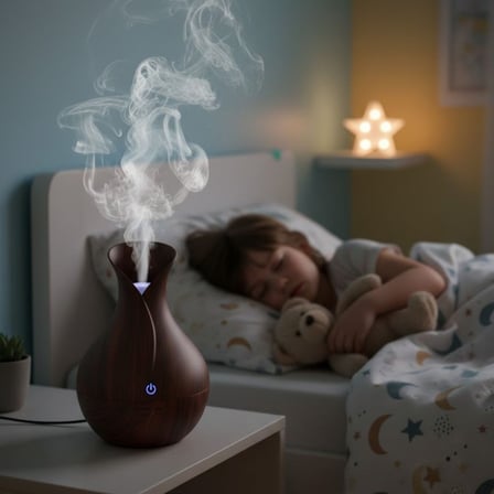 Damla Model Akasya Renk Hava Nemlendirici – Ultrasonik Soğuk Buhar Makinesi, LED Işıklı Masaüstü Oda