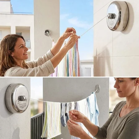 Paslanmaz Çelik Geri Çekilebilir Çamaşır İpi – Duvar Tipi Duvara Monte Banyo,Balkon,Bahçe Çamaşır Ku