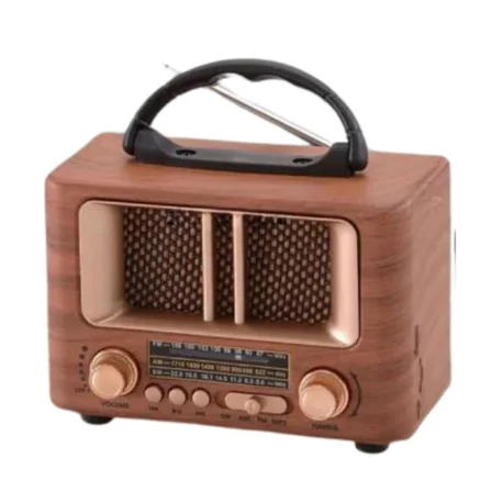 Küçük Mini Boy Retro Ahşap Tasarım Bluetooth Hoparlörlü Radyo – FM/AM Destekli, Şarjlı ve Taşınabili