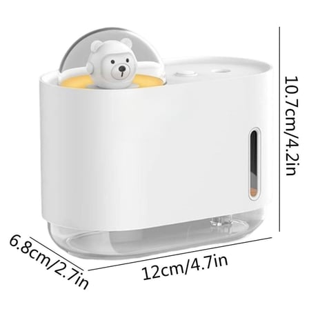 Uzay Ayısı 300 ML USB Hava Nemlendirici – LED Işıklı Masaüstü Buhar Makinesi, Yatak Odası &amp;amp; 