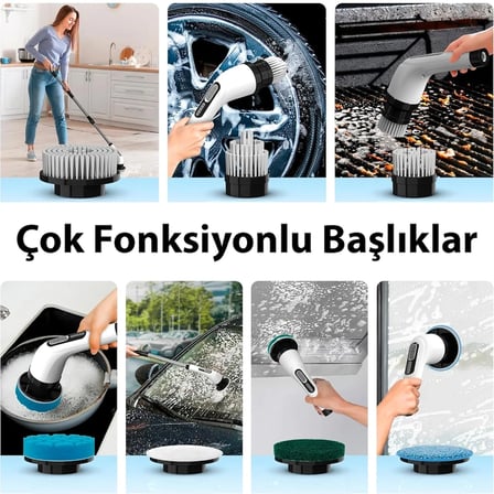 9&amp;apos;u 1 Arada Çok Amaçlı Kablosuz Şarjlı Temizlik Fırçası IP67 Yıkanabilir Başlık (2)
