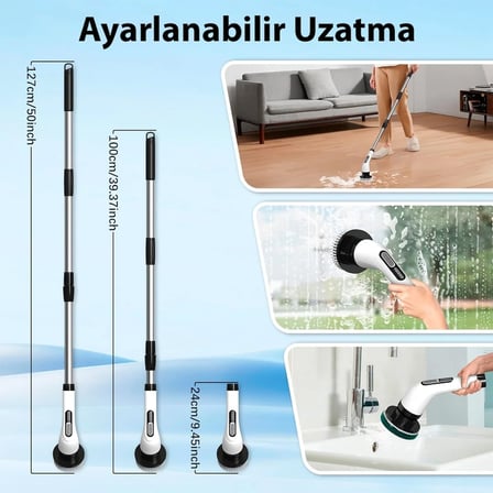 9&amp;apos;u 1 Arada Çok Amaçlı Kablosuz Şarjlı Temizlik Fırçası IP67 Yıkanabilir Başlık (2)