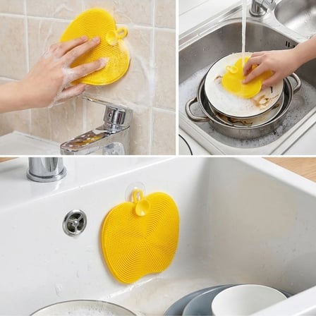 Elma Şekilli Silikon Bulaşık Yıkama Matı – Çok Amaçlı Mutfak ve Banyo Süngeri (2)