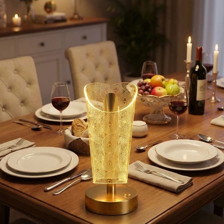 Açık Silindirik Kristal Damla Model LED Masa Lambası – Gold Tabanlı, Dokunmatik, 3 Renk Işık Modlu, 