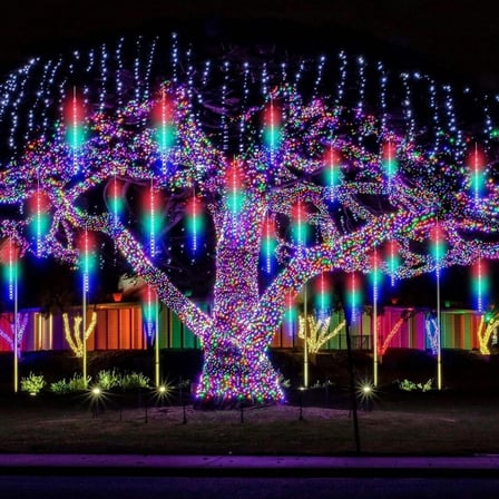10&amp;apos;lu 45 CM Uzunluğunda Plastik Meteor 2m Kablo LED USB RGB Ağaç Işığı – Renk Değiştiren As