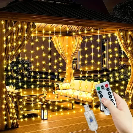 300 Ledli 10 Sarkıt Perde Led Işık-8 Fonksiyon, Uzaktan Kumandalı, 3x3 Metre (2)
