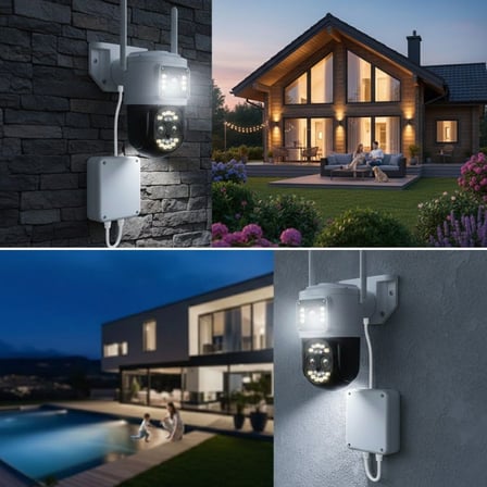 3 Kameralı Kablolu Akıllı Güvenlik Kamerası – 360° PTZ Hareketli, Çift Antenli, WiFi IP, Gece Görüşl
