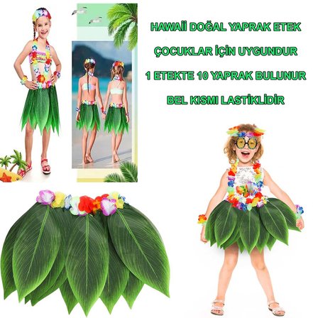 Tropikal Esintili Hawaii Yapraklı Parti Eteği Çocuk Boy (2)