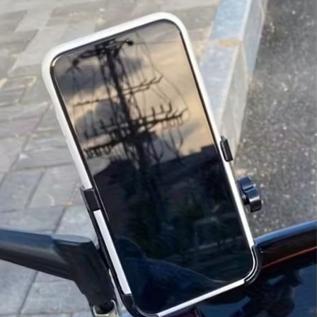Motosiklet Gidon Telefon Tutucu–360° Döner, Kaymaz Sabitleme Sistemli, Sarsıntı Önleyici Telefon Tut