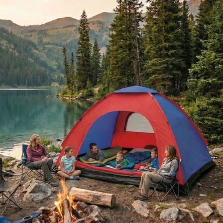 6 Kişilik Manuel Kurulum Kamp Çadırı – Aile, Doğa, Piknik ve Outdoor Kamp Çadırı 220x250x150 cm (2)