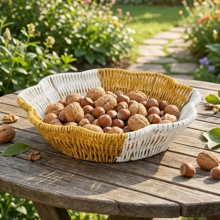 Çiçek Model Çift Renkli Plastik Rattan Ekmek ve Meyve Sepeti - Çok Amaçlı Banyo ve Mutfak Düzenleyic