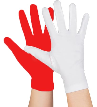 Gösteriler İçin 1 Çift Kırmızı Beyaz Pandomim Eldiveni Çocuk Boy (2)