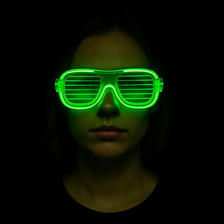 Yeşil LED Işıklı Parti Gözlüğü – Neon Glow Şerit Gözlük 3 Modlu (2)