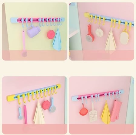 10 Kancalı Raylı Mutfak ve Banyo Düzenleyici Askı 30 cm (2)