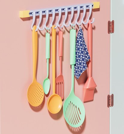 10 Kancalı Raylı Mutfak ve Banyo Düzenleyici Askı 30 cm (2)