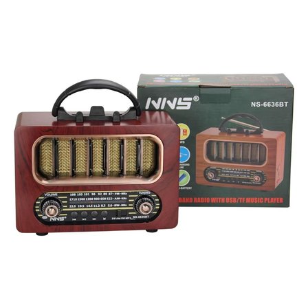 Orta Boy Retro Ahşap Tasarım Bluetooth Hoparlörlü Radyo – FM/AM Destekli, Şarjlı ve Taşınabiliri Rad