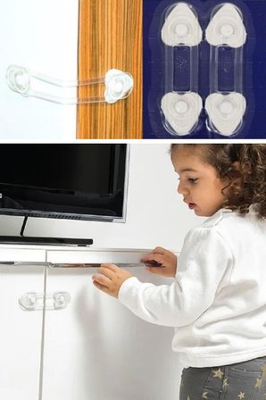2&amp;apos;li Mini Çok Amaçlı Kilit- Çocuk Güvenlik Gereçkerli Çekmece,Dolap,Kapak Kilidi (2)