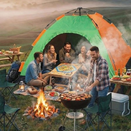 6 Kişilik Otomatik Kurulum Kamp Çadırı – Outdoor Aile, Doğa, Suya Dayanıklı Hızlı Kurulum Çadır 220x