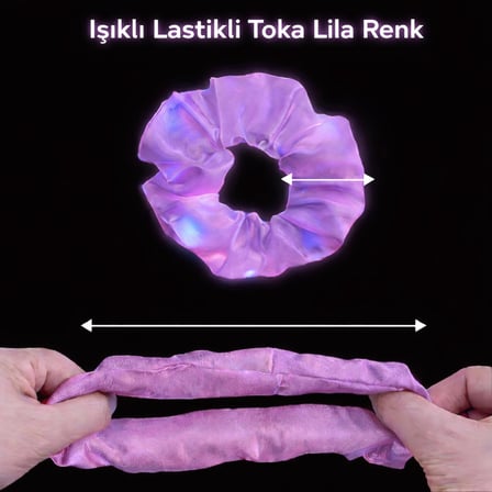 Lila Mor Renk Led Işıklı Lastikli Saç Tokası - 3 Modlu Festival - Parti Saç Tokası (2)