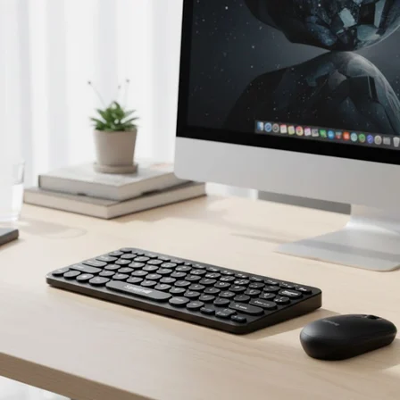 Kablosuz Lacivert Bluetooth Klavye Mouse Seti – Yuvarlak Tuşlu Tasarım, Türkçe Q Dizilim, Taşınabili