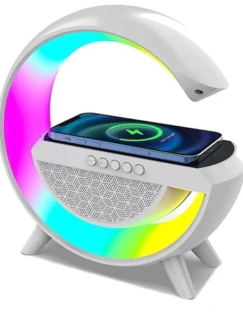 Kablosuz Telefon Şarj Bluetooth Hoparlör Istasyonu Ses Rgb Atmosfer Gece Işık Bt-2301 (2)