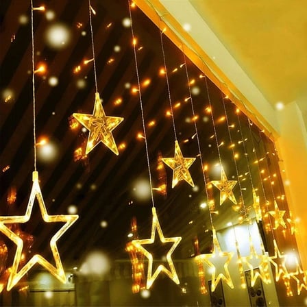 Kumandalı Yıldız Figürlü 12 Sarkıtlı 120 LED Uzaktan Kumandalı Dekor Işık – Masaüstü ve Ortam Aydınl