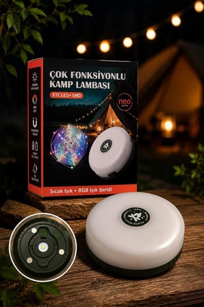 Çok Fonksiyonlu Kamp Lambası 1200 mAh Bataryalı ve 10 Metre RGB Işık Şeridi