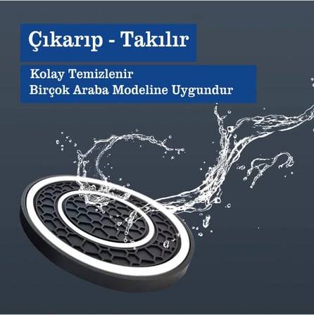 TİNEKE Araç İçi Bardak Telefon Para Malzeme Tutucu Kaymaz Matları 2 ADET