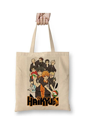 Haikyuu Karasuno Hinata Bez Çanta Uzun Saplı Alışveriş Çantası Plaj Çantası