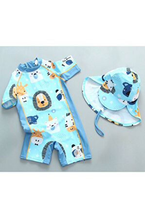 UPF50+ Lion Erkek Çocuk Hızlı Kuruyan Güneş Korumalı Mayo