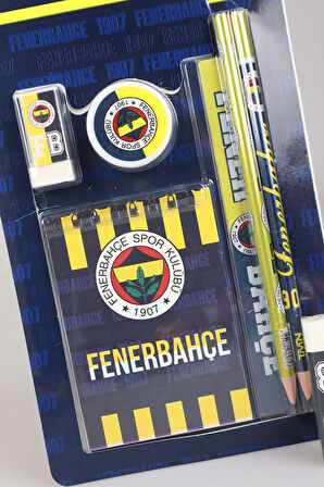 "DEKOMUS CEP DEFTERİ HEDİYELİ" YENİ SEZON LİSANSLI FENERBAHÇE 7'Lİ KIRTASİYE SETİ NOT DEFTERİ,2 ADET SİLGİ,CETVEL,KALEMTRAŞ,2 ADET KURŞUN KALEM