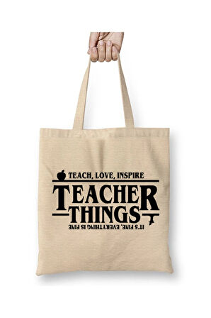 Stranger Things Teacher Öğretmenler Günü Öğretmene Hediye Bez Çanta Uzun Saplı Alışveriş Çantası