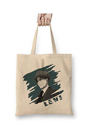 Attack On Titan Levi Ackerman In Suit Kid Gang Bez Çanta Uzun Saplı Alışveriş Çantası Plaj Çantası