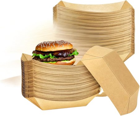 Kağıt Tabak Büyük boy 50'li Kullan At Gıda Sunum Tepsisi Sızdırmaz Hamburger Patates Sosisli Çerez Piknik Servis İçin