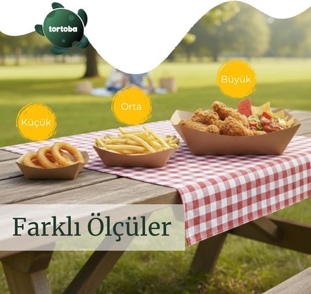 Kağıt Tabak Büyük boy 50'li Kullan At Gıda Sunum Tepsisi Sızdırmaz Hamburger Patates Sosisli Çerez Piknik Servis İçin