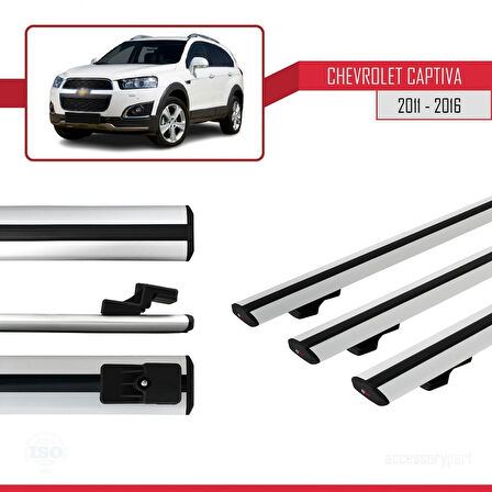 Chevrolet Captiva 2011-2015 Arası ile Uyumlu BASIC Model Ara Atkı Tavan Barı Gri 3 Adet