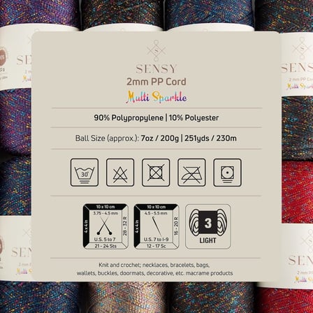 Sensy 2 Mm Multi Sparkle Simli Polyester Makrome İpi (Lacivert)