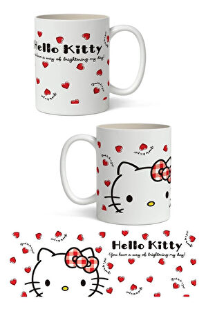 Sanrio Hello Kitty Temalı Beyaz Kupa Bardak Arkadaşa Sevgiliye  Kız Çocuğuna Hediye