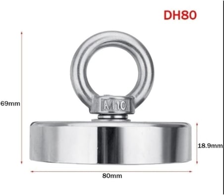 Dünya Magnet Magnet Fishing Halatlı Eldivenli Neodyum Pot Mıknatıs Seti, 80Mm Büyük Kancalı Mıknatıs Balıkçılığı