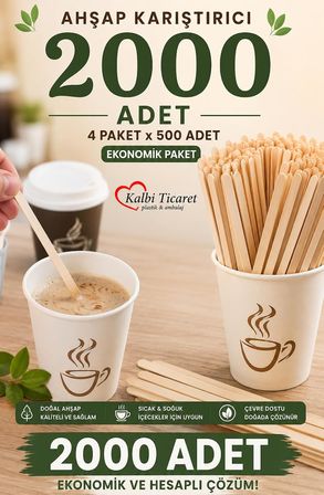 Ahşap Karıştırıcı 2000 Adet Çay Kahve Karıştırma Çubuğu Tahta Karıştırıcı Tahta Kaşık
