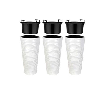 Omnipazar SO-KVT1 Kumsal Vazo Saksı Takımı 5.5 lt Beyaz 3 Adet 