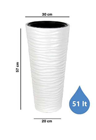 Omnipazar SO-KVT1 Kumsal Vazo Saksı Takımı 5.5 lt Beyaz 3 Adet 