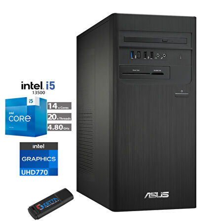 Asus Expertcenter Intel I5 13500 8gb 256GB SSD Freedos Masaüstü Blgisayar A1S500TE-5135000020W01+ZETTAUSBBELLEK