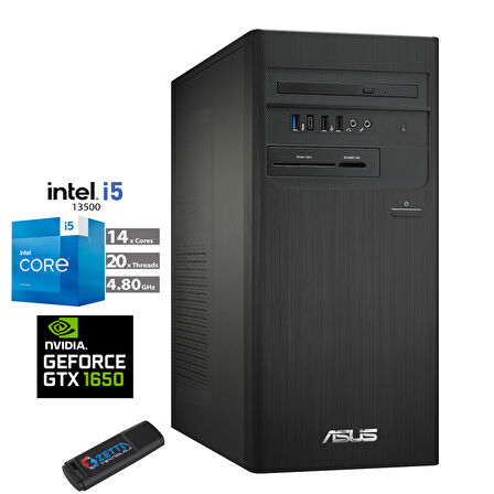 Asus Expertcenter Intel I5 13500 8gb 1tb SSD 4GB/GTX1650 WINDOWS11PRO Masaüstü Blgisayar C1S500TE-5135000020W43+ZETTAUSBBELLEK