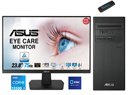 Asus Expertcenter Intel I5 13500 64GB 1tb SSD Fhd 23.8 Monitör Freedos Masaüstü Blgisayar D1S500TE-5135000020W18+ZETTAUSBBELLEK